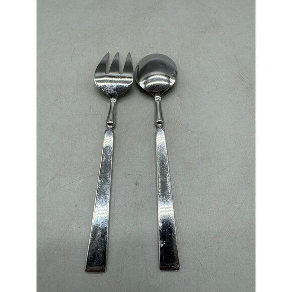 Vintage serving Fork & Spoon Set elegant  9" pewter ? READ - Picture 5 of 8